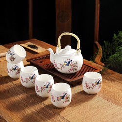 Fine Asianliving Chinese Theeservies Set/7 Porselein Handbeschilderd
