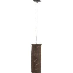 J-line - Lamp Hang Cilinder Bamboe Bruin Small - 15x15x42.5cm