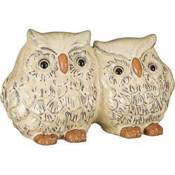 Mica Decorations Decoratief Object Uil - 33x16x19.5 cm - Keramiek - Creme