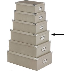 5Five Opbergdoos/box - beige - L40 x B26.5 x H14 cm - Stevig karton - Crocobox - Opbergbox