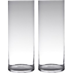 Set van 2x stuks transparante home-basics cylinder vorm vaas/vazen van glas 60 x 19 cm - Vazen