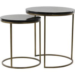 Light&living Bijzettafel S/2 Ø40x45+Ø50x52 cm SOBRINA zw. agaat+ant. br.