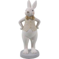 Clayre & Eef Beeld Konijn 9x8x20 cm Wit Polyresin Woonaccessoires