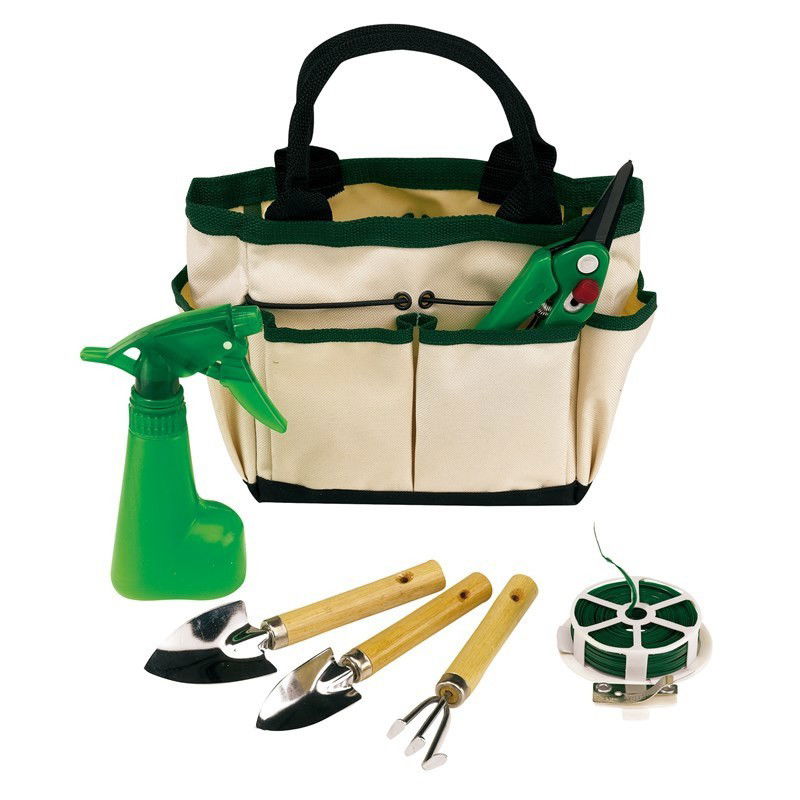 Compleet tuin gereedschap setje in draagtas 7 delig - Moestuin - Tuingereedschap - 