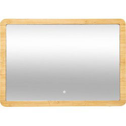 Bamboe Spiegel Rechthoekig met LED verlichting 47x66 cm - Bruin
