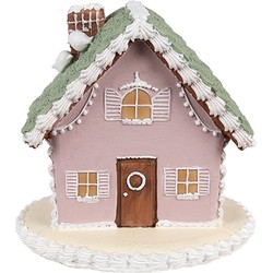 Clayre & Eef Gingerbread house 12 cm Roze Kunststof Peperkoekhuisje