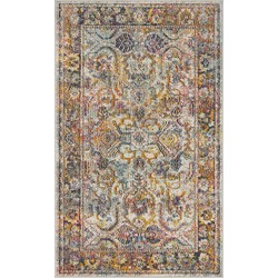 Safavieh Boho Indoor Woven Area Rug, Crystal Collection, CRS504, in Light Blue & Orange, 91 X 152 cm