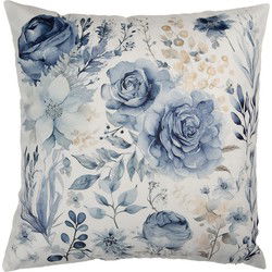 Clayre & Eef Kussenhoes 45x45 cm Wit Polyester Bloemen