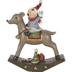 Clayre & Eef Beeld Kind 16x5x19 cm Bruin Blauw Kunststof
