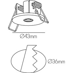 43mm Ø36mm inbouw basis voor pendel - wit