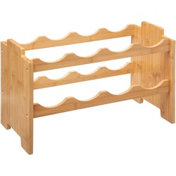 Bamboe stapelbaar flessenrek/wijnrek voor 8 flessen 46 x 24,5 x 29,5 cm - Wijnrekken