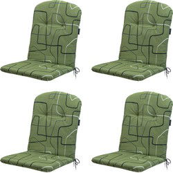 Madison -  Kuipstoelkussen Hoge Rug Joah sage - Ca. 96x45 cm - Set van 4