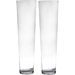 Set van 2x stuks transparante home-basics conische vaas/vazen van glas 70 x 19 cm - Vazen