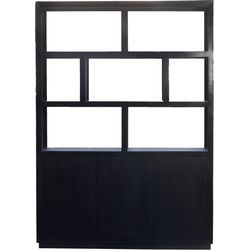 Vakkenkast Mangohout Zwart - 150x45x210cm - Open - Kast Luxurious
