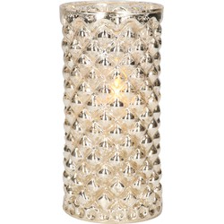 1x stuks luxe led kaarsen in zilver glas D7,5 x H15 cm - LED kaarsen