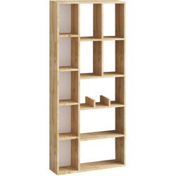 Boekenkast met 12 vakken in saffier-eikendecor H170 cm  DEMIOS