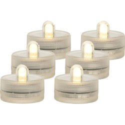 Ideas4seasons LED waxinelichtjes/theelichtjes voor onder water - set van 8x - warm wit - LED kaarsen