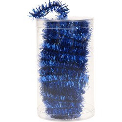 1x stuks folie tinsel slingers/guirlandes blauw 20 meter kerstslingers - Kerstslingers