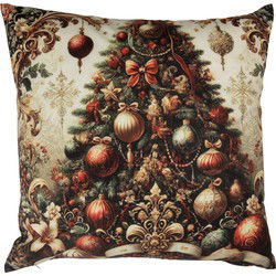 Clayre & Eef Kussenhoes 45x45 cm Beige Polyester Kerstboom
