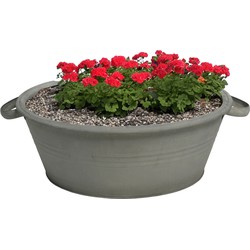 Mega Collections teil/plantenpot Farmer - zink - donkergrijs - D40 X H14 cm - IJzeren emmer / teil