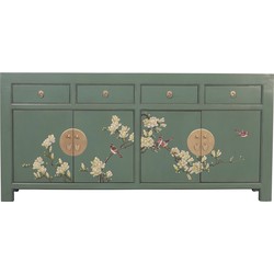 Fine Asianliving Chinese Dressoir Olijf Grijs Handgeschilderd -