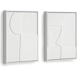 Kave Home - Set Beija met twee witte kunstwerken 32 x 42 cm