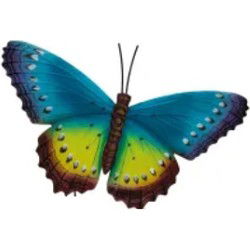Wanddecoratie 3D vlinder blauw afm 33,5 x 23 cm