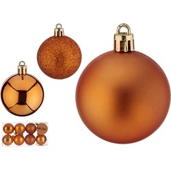 16x stuks kerstballen oranje kunststof 5 cm glitter, glans, mat - Kerstbal