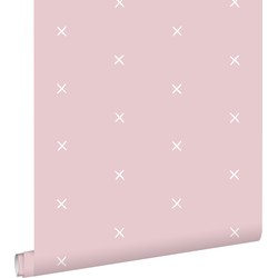 ESTAhome behang grafisch motief roze - 0,53 x 10,05 m - 139069