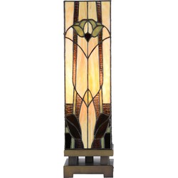 LumiLamp Tiffany Tafellamp  15x15x54 cm Beige Bruin Glas Tiffany Bureaulamp