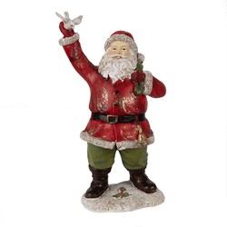 Clayre & Eef Beeld Kerstman 13x10x23 cm Rood Polyresin Kerstdecoratie