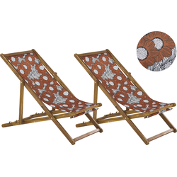 ANZIO  - Strandstoel set van 2 - Lichthout/Rood - Polyester
