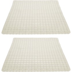 2x stuks anti-slip badmatten creme wit 55 x 55 cm vierkant - Badmatjes