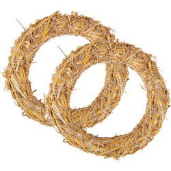Rayher Decoratie krans van stro - 2x - 25 x 6 cm - DIY kransen maken - Kerstkransen