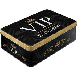 Bewaarblik/opbergblik - VIP Exclusive - metaal - 23 x 16 x 7 cm - zwart - 2,5 liter - Voorraadblikken