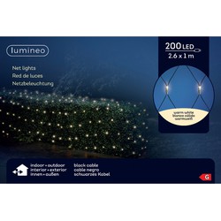 Lumineo kerstverlichting - lichtnet - 200 LED- warm wit - 100 x 260 cm - kerstverlichting lichtnet