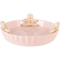 Clayre & Eef Serveerschaal Ø 23x7 cm Roze Keramiek Gingerbread man