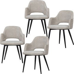 WOOOD Ferdy Eetkamerstoelen - Polyester - Pearl - Set van 4