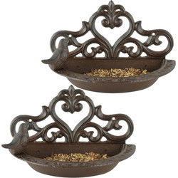 Esschert Design Vogelvoederplek - 2x - gietijzer - wandbevestiging - 24 cm - Vogelhuisjes