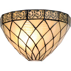 LumiLamp Wandlamp Tiffany  30x15x20 cm Beige Bruin Metaal Glas Muurlamp