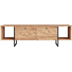 Tv-meubel 2 vakken 2 deuren eikenhouten decor - L160 cm