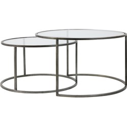 Light & Living - Salontafel DUARTE - Ø75x44cm - Grijs - Set van 2