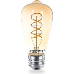 Groenovatie E27 LED Filament Rustika ST64 Amber Spiral 6W Extra Warm Wit Dimbaar