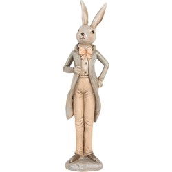 Clayre & Eef Decoratie Beeld Konijn 24 cm Beige Kunststof