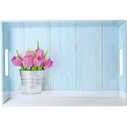 Diep Dienblad Rechthoekig - Tulpen Print - Design koffie / Thee dienblad - Dienblad met handvatten - Melamine - 50 x 35 x 4.5 Cm