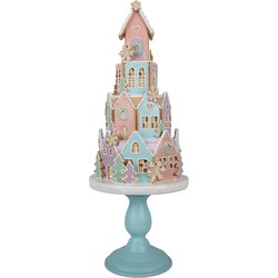 Clayre & Eef Gingerbread house 59 cm Blauw Roze Kunststof Peperkoekhuisje