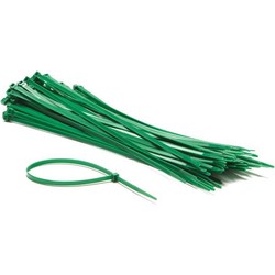 Set met nylon kabelbinders 4.8 x 300 mm groen (100 st.)