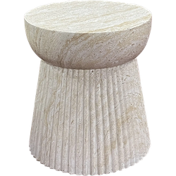 Dorus ronde fiberclay bijzettafel beige - Ø 37 x 43 cm