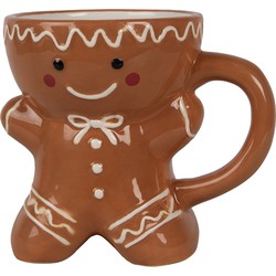 Clayre & Eef Mok Gingerbread man 325 ml Bruin Keramiek Drinkbeker