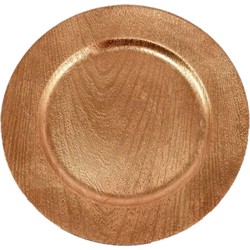Kaarsenbord/kaarsenplateau - goud - houtlook - rond - D33 cm - Kaarsenplateaus